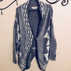 Black and white knit cardigan